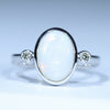 Natural Australian White Opal Silver and Diamond Ring