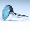 Australian Solid Boulder Opal and Diamond Silver Ring - Size 8.5 Code CC593