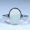 Natural Australian White Opal Silver and Diamond Ring
