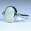 Sterling Silver - Solid Coober Pedy White Opal - Natural Diamonds
