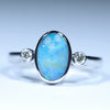 Natural Australian Boulder Opal Silver and Diamond Ring