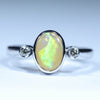 Natural Australian Boulder Opal Silver and Diamond ring