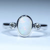 Natural Australian White Opal Silver and Diamond Ring