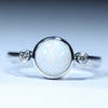 Natural Australian White Opal Silver and Diamond Ring