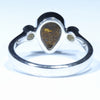 Australian Solid Boulder Opal and Diamond Silver Ring - Size 6.5 Code CC592