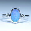 Natural Australian Boulder Opal Silver and Diamond Ring
