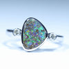 Natural Australian Boulder Opal Silver and Diamond Ring
