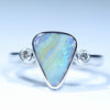 Natural Australian Boulder Opal Silver and Diamond Ring