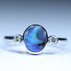 Natural Australian Boulder Opal Silver and Diamond Ring