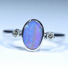 Natural Australian Boulder Opal Silver and Diamond Ring