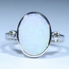 Natural Australian White Opal Silver and Diamond Ring