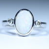 Natural Australian White Opal Silver and Diamond Ring