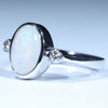 Sterling Silver - Solid Coober Pedy White Opal - Natural Diamonds