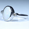 Natural Australian Solid Coober Pedy White Opal Silver and Diamond Ring