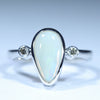 Natural Australian White Opal Silver and Diamond Ring