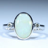 Natural Australian Coober Pedy White Opal Silver and Diamond Ring