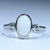 Natural Australian White Opal Silver and Diamond Ring