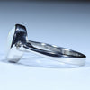Coober Pedy Solid White Opal and Diamond Silver Ring - Size 8.5 Code CC569