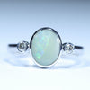 Natural Australian Boulder Opal Silver and Diamond Ring