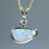 Natural Australian Lightning Ridge Dark Opal Gold and Diamond Pendant
