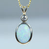 Natural Australian Coober Pedy Opal Gold and Diamond Pendant