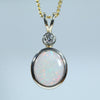 Natural Australian Coober Pedy Dark Opal Gold and Diamond Pendant