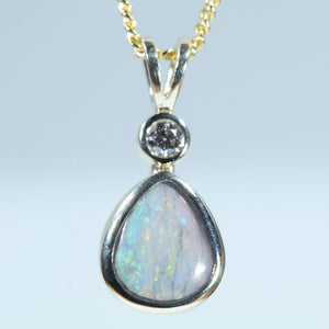 Natural Australian Opal Gold and Diamond Pendant