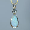 Natural Australian Coober Pedy Opal gold and diamond Pendant