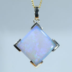 Natural Australian Coober Pedy Crystal Opal Gold Pendant