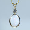 Natural Australian White Opal Gold and Diamond Pendant