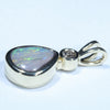 Coober Pedy Solid Opal and Diamond Gold Pendant (9mm x 8mm) Code - Z41