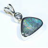 Natural Australian Boulder Opal and Diamond Gold Pendant (11mm x 7mm) Code - Z35