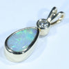 10k Gold - Solid Coober Pedy Dark Opal - Natural Diamonds