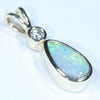Coober Pedy Solid Opal and Diamond Gold Pendant (10.5mm x 6mm) Code - Z50