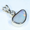 Lightning Ridge Solid Dark Opal and Diamond Gold Pendant (11mm x 7mm ) Code - Z40