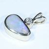 Lightning Ridge Solid Dark Opal and Diamond Gold Pendant (11mm x 7mm ) Code - Z40