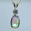 Natural Australian Queensland Boulder Opal Gold and Diamond Pendant