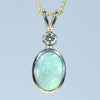 Natural Australian Lightning Ridge Opal Gold and Diamond Pendant