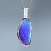 Natural Australian Boulder Opal Gold and Diamond Pendant