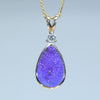 Natural Australian Boulder Opal Gold and Diamond Pendant
