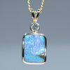 Natural Australian Boulder Opal Gold and Diamond Pendant