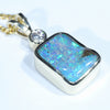 Natural Australian Boulder Opal and Diamond Gold Pendant (11mm x 8.5mm) Code - Z42