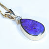 Natural Australian Boulder Opal and Diamond Gold Pendant (12mm x 8mm) Code - AA267