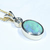 Lightning Ridge Solid Dark Opal and Diamond Gold Pendant (10mm x 7.5mm ) Code - Z43