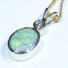 Lightning Ridge Solid Dark Opal and Diamond Gold Pendant (10mm x 7.5mm ) Code - Z43