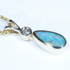 Natural Australian Boulder Opal and Diamond Gold Pendant (10.5mm x 5mm) Code - Z45