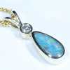 Natural Australian Boulder Opal and Diamond Gold Pendant (10.5mm x 5mm) Code - Z45