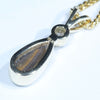 Natural Australian Boulder Opal and Diamond Gold Pendant (10.5mm x 5mm) Code - Z45