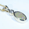 Natural Australian Boulder Opal and Diamond Gold Pendant (10mm x 5.5mm) Code - Z52