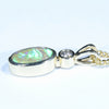 Natural Australian Boulder Opal and Diamond Gold Pendant (10mm x 5.5mm) Code - Z52